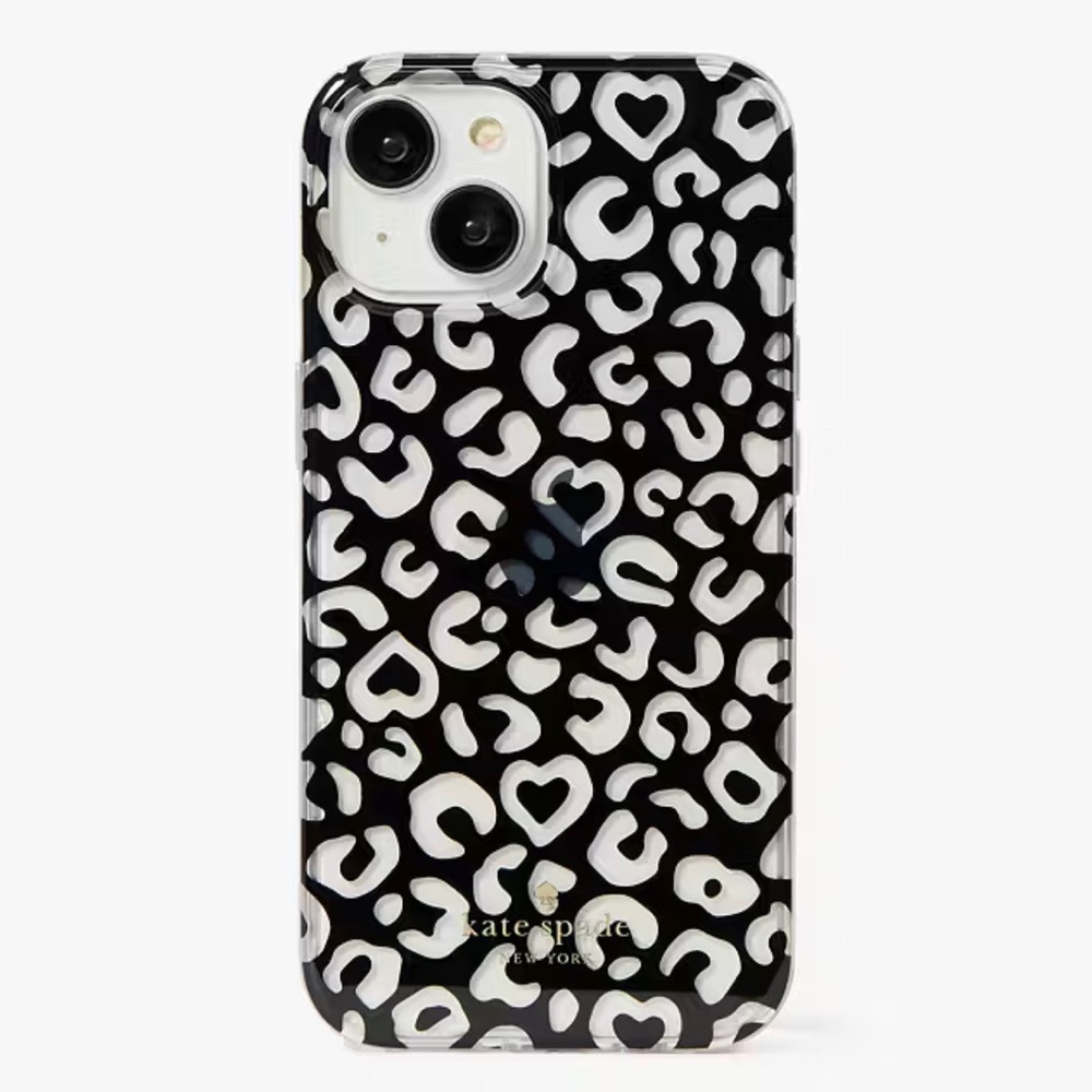 NIP♠️🆕Kate Spade ♠️ 🆕 Graphic Leopard Heart Print iPhone 13/14/15 Case🐆♠️